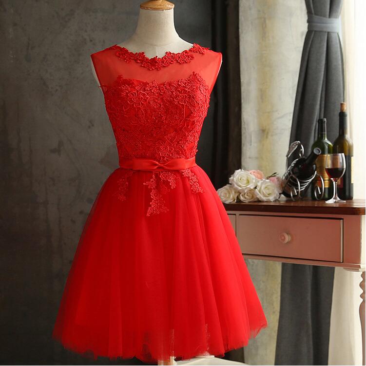 Red Short Prom Dresses Lace Cheap Party Gowns Vestido De Festa Night Wear In Stock On Luulla