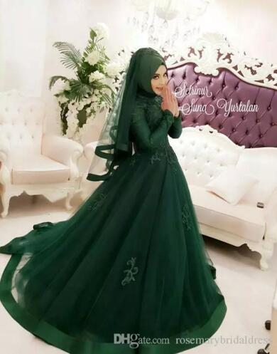 dark green dress with hijab